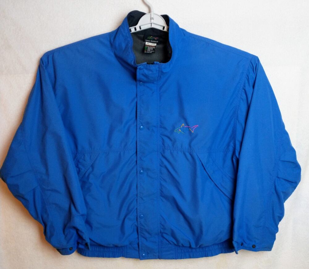 Vintage Greg Norman Gore-Tex Rain Jacket Men's XL Royal Blue Windbreaker Golf